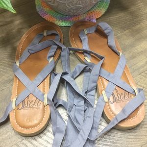 SSEKO | Brown Leather Ribbon Sandals